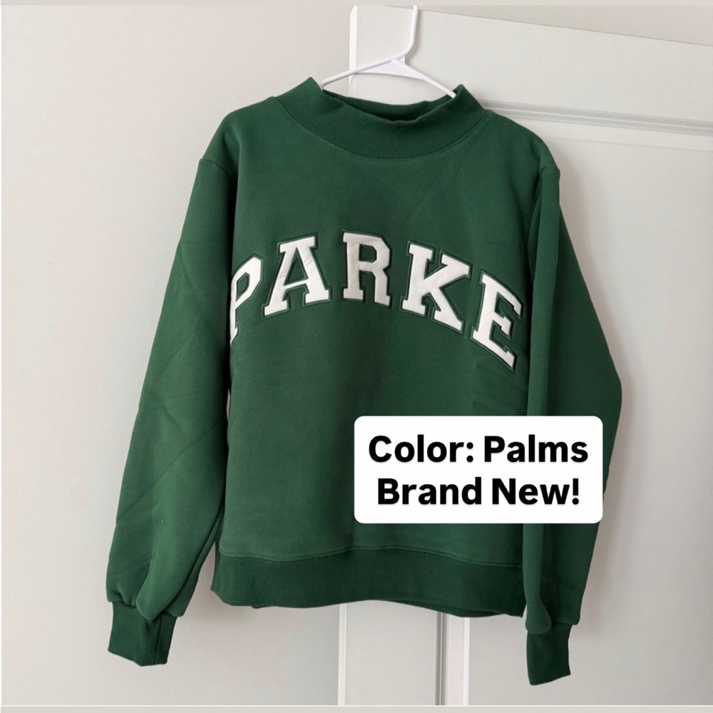 Parke Varsity Mockneck Sweatshirt Palms + White NWT